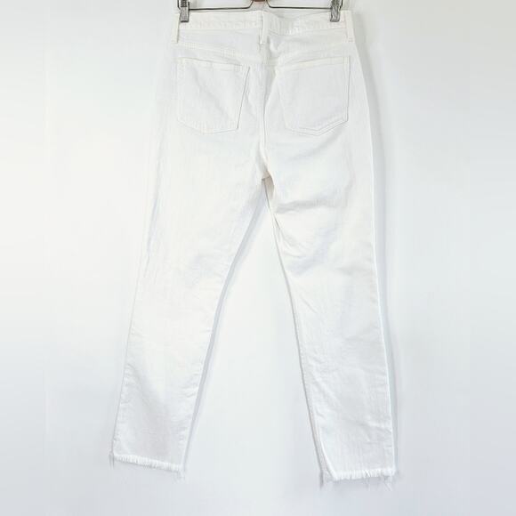 J. Crew Petite Slim Boyfriend Jean in White 29 Tall Distressed Crop Denim Summer - Picture 3 of 11